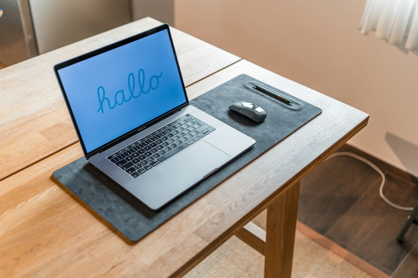 Laptop computer on a wooden desk