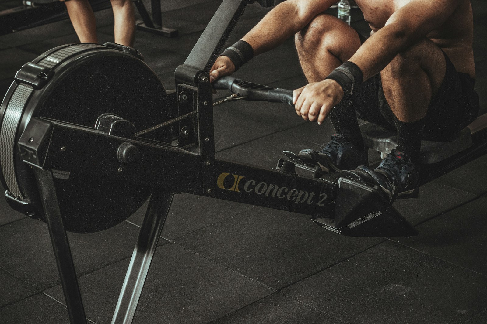 Athlete using a Concept2 rowing machine